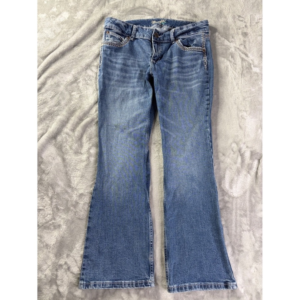 Wrangler Bootcut Jeans Womens 33x28 Blue Medium Wash Contrast Stitch Denim